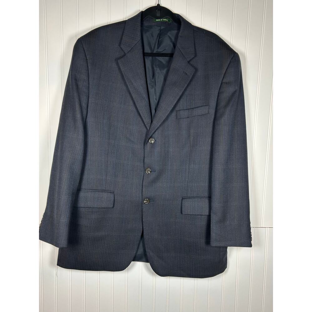 Ralph Lauren Blazer Sport Coat Mens 44 R Med Grey plaid 100% pure Wool Jacket